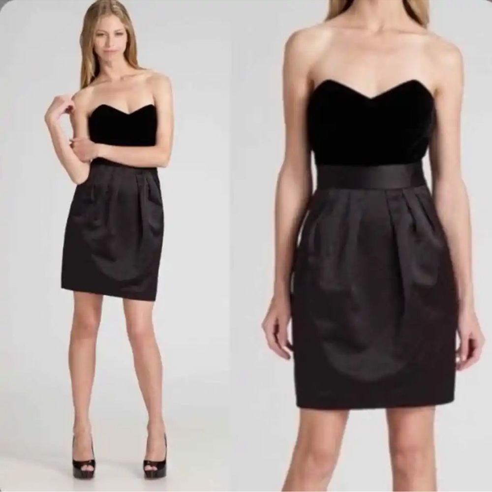 Theory Black Velvet Top Strapless Sheath Dress Size 6